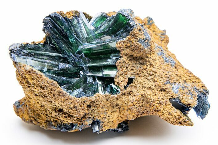 Gemmy, Emerald-Green Vivianite Crystal Cluster - Brazil #218230